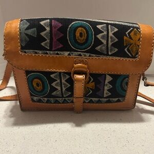 Southwestern Patterned Leather Crossbody Bag